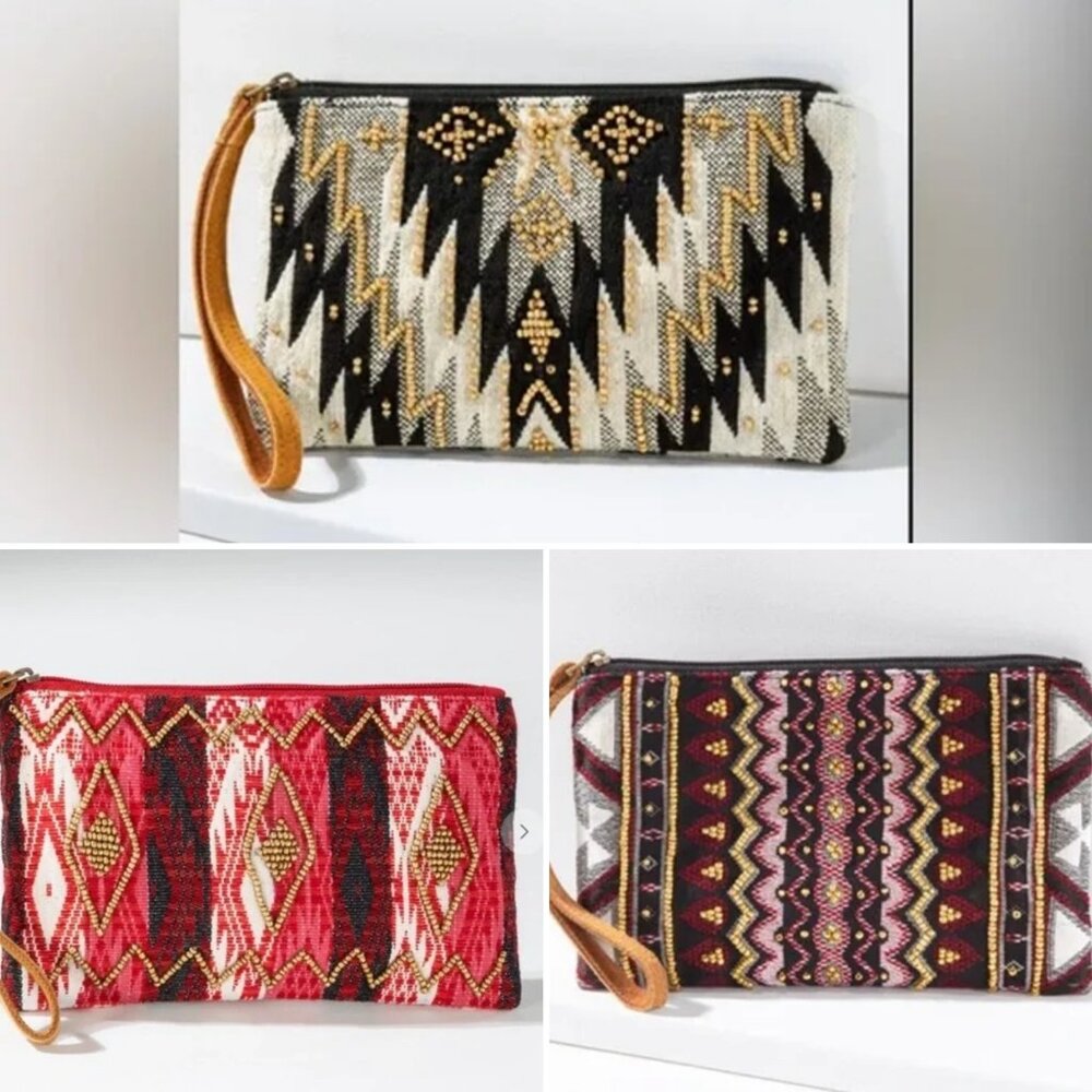 Handmade Patterned Clutch w/ Beading